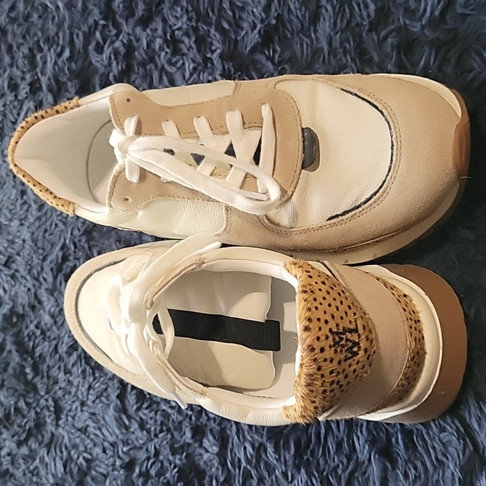 Madewell Kickoff Trainer Sneakers in Leather and Spot Dot Calf Hair